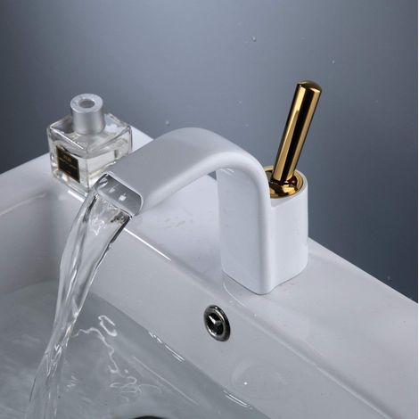 Armatur – Einhebel-Waschtischarmatur, platinbeschichtet, modernes Design – geeignet für Badezimmerwaschbecken (1/5)