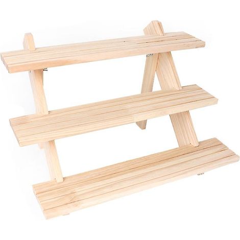 Multifunktionaler Aufbewahrungsständer aus Holz für Kosmetik und Schmuck, dreistufiger Tischständer. (1/5)