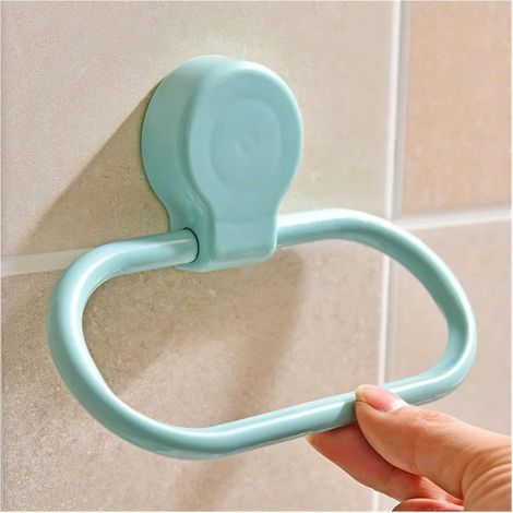 1pcs Wall Mounted Towel Rack Bathroom Hanging Washcloth Storage Ring Punch Free Household Holder Bracket Accessories(White) (1/4)