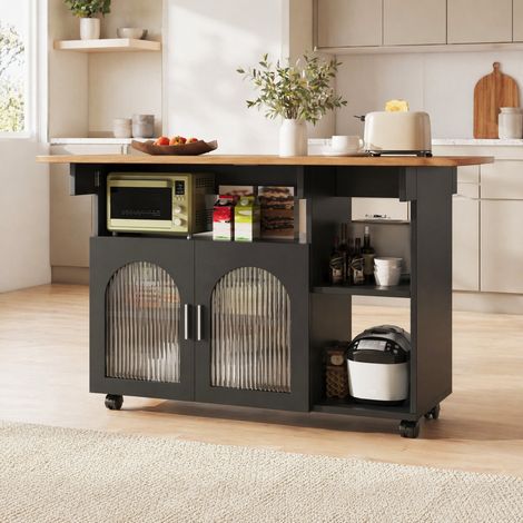 Mueble cocina con mesa abatible y ruedas 120 cm OKMYHOME (1/5)