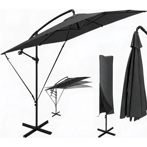 Parasol de jardin cinzento en poliéster (1/5)