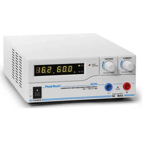 PeakTech 1570 – Alimentatore da laboratorio DC 1-16V/0-60A con USB, Generatore DC, Display a LED, 3 Preset da definire dall'utente, Protezione da sovraccarico - 200240 V AC (1/5)