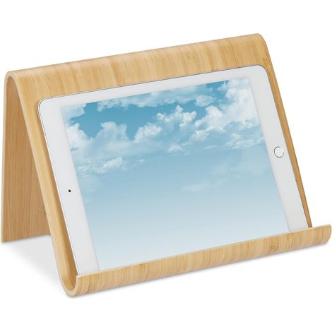 Porte-Livre Pratique, Support pour Votre Tablette, en Bois, Design Moderne, Cuisine et Bureau, Nature (1/4)