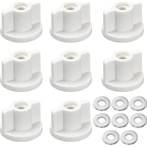 Lot de 8 fixations pour abattant de WC - Filetage M6 - Écrou arrière et rondelles - Pièces de rechange pour siège de toilette monté sur le dessus (1/4)