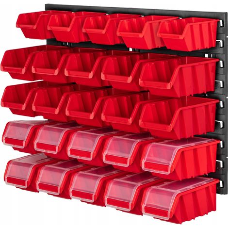 KADAX Werkstattwandregal, Wandplatten, 58 x 39 cm, Rot, 25 tlg.