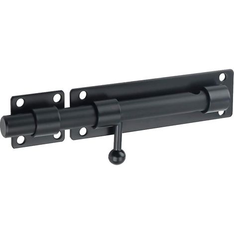 2023 - Verrou de porte extérieur à barillet coulissant avec trou pour cadenas, acier inoxydable noir mat (1/2)