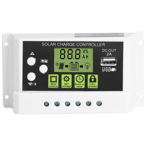 Régulateur de charge solaire intelligent PWM avec écran LCD et sortie USB 12V/24V 10A (KYZ-20A) (1/5)