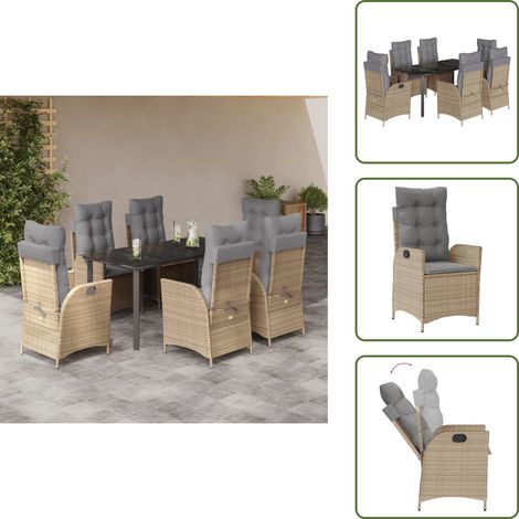 Tavolo da giardino - vidaXL Set da Pranzo da Giardino 7 pz con Cuscini Beige in Polyrattan - Mobili da esterno