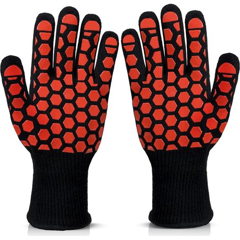 Gants de Barbecue, Universel Gants Four Anti Chaleur Jusqu'à 500°C, Silicone Ignifuge Gant Cuisine(Hommes-Noir) (1/5)