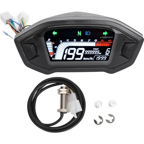 Digitaler Drehzahlmesser für Motorräder, Motorrad-Armaturenbrett, digitales LCD-Display, multifunktionaler Tachometer, Kilometerzähler, Drehzahlmesser für Motorräder. (1/4)