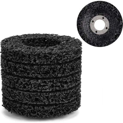 Trywise Lot de 5 Disques Abrasifs pour Meuleuse 100 mm 60 Poly Strip Disc Outil de Nettoyage pour Enlever Rouille/Peinture/Ecaillage,noir (1/4)