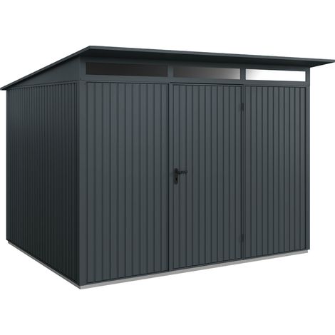 Hörmann Metall-Gerätehaus Berry Classic mit Pultdach Typ 3, 313 x 283 cm, anthrazitgrau, 8,9 m², 1-flüglige Tür (1/5)