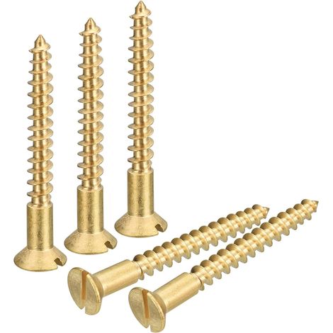25 pièces Schlitz Messing Holzschrauben M4x35mm Geschlitzt Antirieb Flach Kopf Selbstschneidend (1/5)