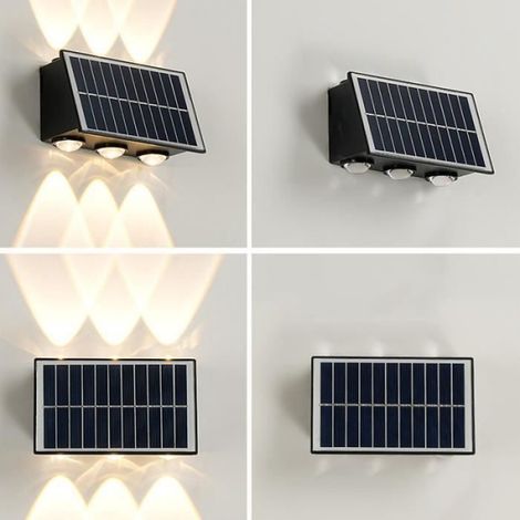 Applique Murale Extérieur - - 2Pcs Lampe Solaire Murale Exterieur - Réglable Up Down - étanche IP65 pour Jardin Mur Clôture (1/4)