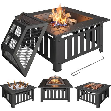 Braise extérieure, construction en acier durable, chauffage et cuisson polyvalents, noir (1/5)