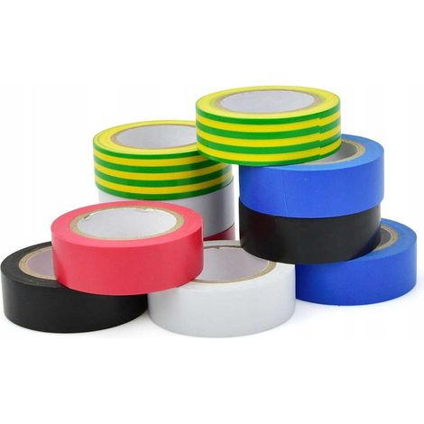 Ruban isolant coloré 19 mm x 0,13 mm x 5 m - lot de 10 pièces.