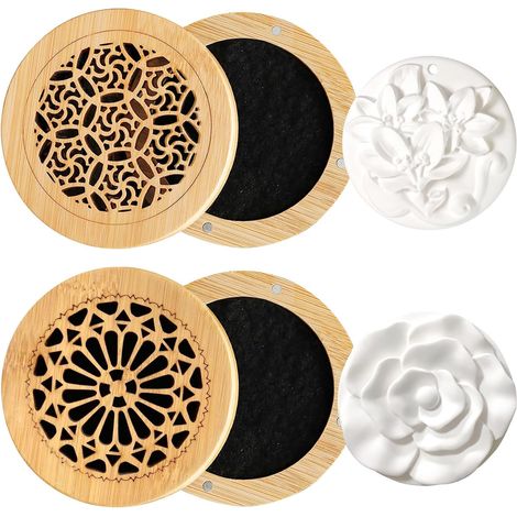 Pierres Parfumées pour Huiles Essentielles, Lot de 2 Diffuseurs avec Pierre Parfumée, Pierre Parfumée en Forme de Fleur pour Voiture, Chambre, Salon et Spa (1/5)