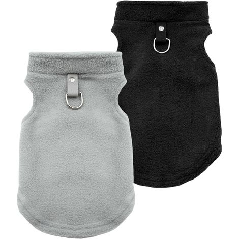 Lot de 2 Pulls en Polaire pour Chien et Chat Manteau Chaud d'Hiver Veste Confortable pour Animaux de Compagnie Petit Chien Chiot Chat Chic Gris et Noir (1/5)
