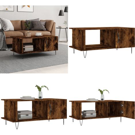 Table basse chêne fumé 90x50x40 cm bois d'ingénierie - Table Basse - Meuble Salon - Table D'appoint - Table Latéral - Style Moderne - Home & Living (1/5)