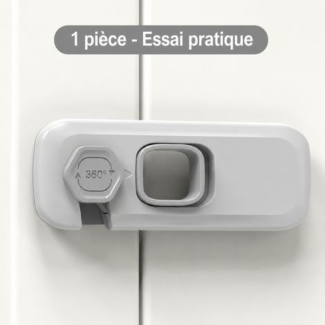 Serrure de sécurité enfant en plastique gris ciment pour tiroir et meuble réf 1806 260 g – Livraison gratuite