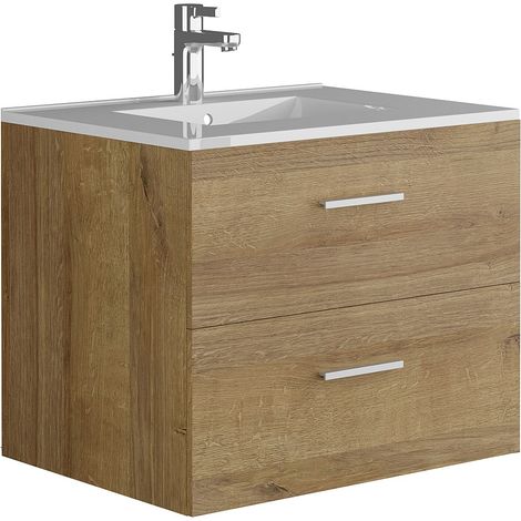 Mobile bagno sospeso con lavabo singolo 60 cm Naturale Chiaro - KAYLA