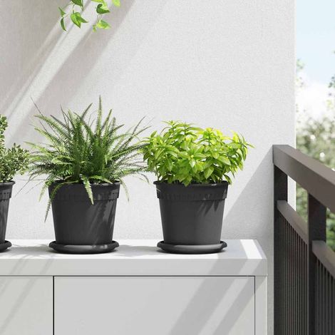 Runder Blumentopf 24 pcs Schwarz Ø 17 x 14 cm Kunststoff