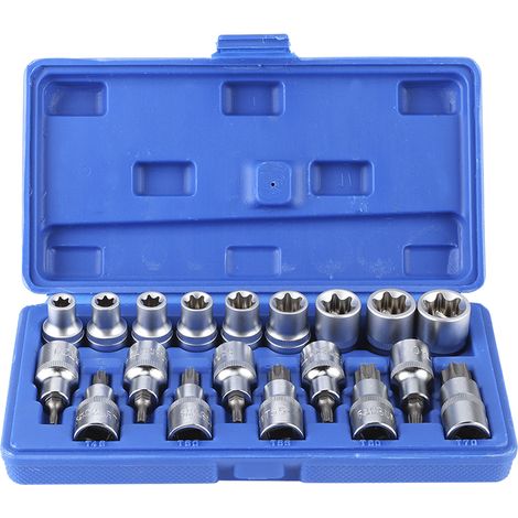 Kit d'embouts à douille hexagonale en forme d'étoile d'entraînement de 19 pièces/ensemble 1/2 pouces, outil de réparation de voiture de Type E mâle femelle