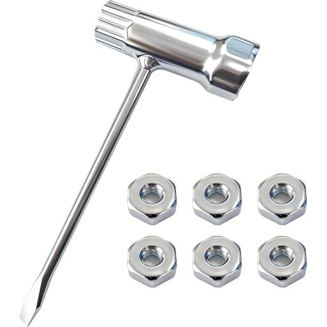 Kettensägenschlüssel, geeignet für Benzin- und Elektrokettensägen, Rasenmäher, Schlüsseldurchmesser 13 mm und 19 mm, geeignet für die Serien MS180, MS250, MS361, MS660 und MS381 (1 Schlüssel + 6 Mutte (1/5)