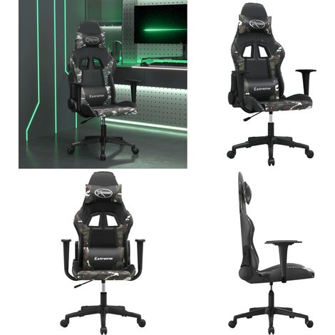 Gaming-Stuhl mit Massagefunktion Schwarz Tarnfarben Kunstleder - Gaming-Stuhl - Bürostuhll - Gamer Chair - Ergonomischer Stuhl - PC-Stuhl - Home & Living