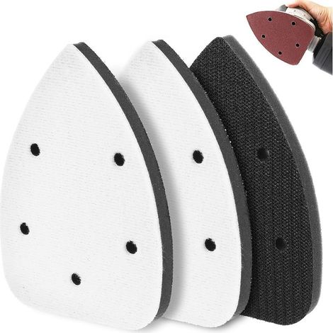 Lot de 3 patins de ponceuse triangulaire à 5 trous, support en mousse haute densité pour ponceuses de détail, 140 x 100 mm (1/4)