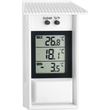 thermomètre numérique Maxima-Minima, 30.1053, résistant aux intempéries, utilisable à l'intérieur ou à l'extérieur, blanc (1/3)