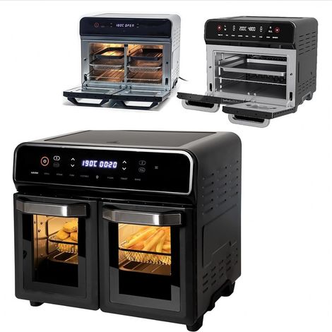 TRADE SHOP - Friggitrice Ad Aria Forno Multifunzione 23lt 2400w Doppio Scomparto Separatore Removibile - (1/5)