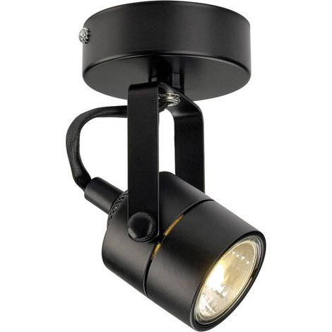 SLV – Spot de plafond halogène GU10 50 W noir 132020 – Aluminium – Hauteur 15 cm – Largeur 9.5 cm – Pivotable et inclinable (1/10)