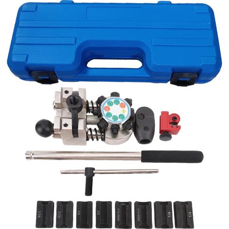 Kit d'outils d'évasement de conduite de frein professionnel, ensemble d'outils d'évasement à bulle simple à 45 degrés pour tubes métalliques en cuivre et acier de 3/16 pouces, 1/4 pouces, 5/16 pouces, (1/5)