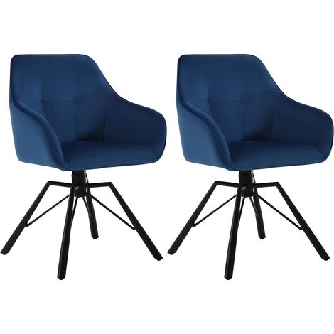 Woltu – Lot de 2 chaises pivotantes 360° – Velours moelleux et métal – Accoudoirs et dossier confortables – Capacité de charge 150 kg – Dimensions 58.5x54.5x82.5cm (1/5)