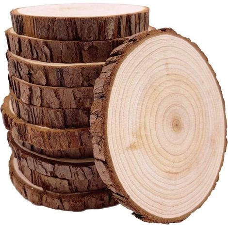 Sous-Verre En Bois - Tranches De Pin Avec Écorce Naturelle - Pour Décoration Rustique Ou Création DIY - Lot De 4 (1/5)
