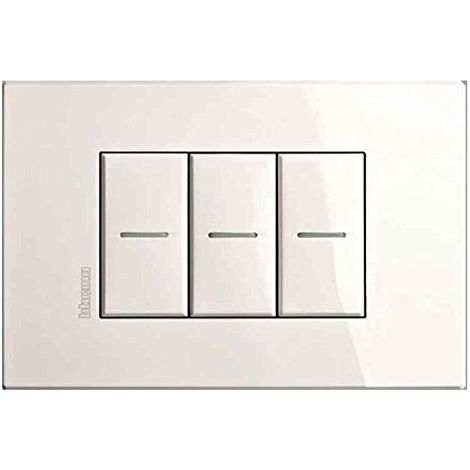 Plaque 3 Places Bticino Axolute AIR Blanc HW4803HD (1/2)