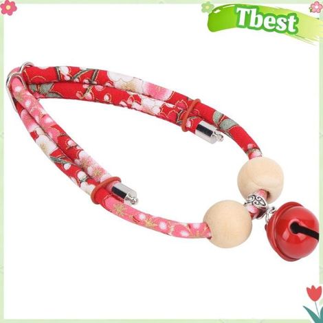 Tbest Collier de lapins Collier réglable de collier de décoration de lapins de compagnie animalerie jouet Cloche rouge rouge S (1/5)