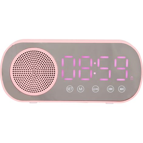 Wecker mit HiFi-Bluetooth-Lautsprecher, LED-Spiegelanzeige, Micro-USB-Ladeanschluss, FM-Radio und Digitaluhr – ideal für Reisen. (1/5)
