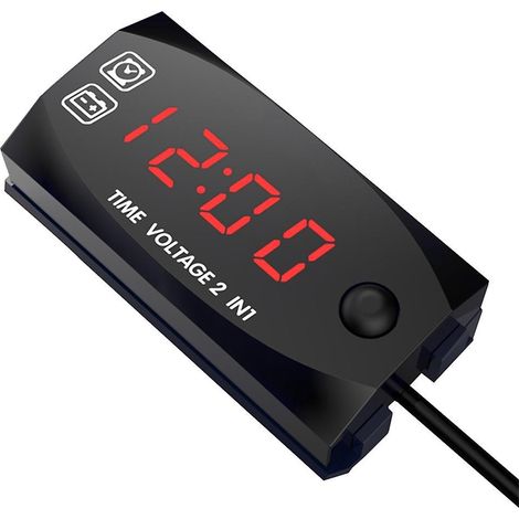 6V-30V 2-in-1 Motorrad-Digitaluhr mit Voltmeter, IP67 wasserdicht, Batterietester