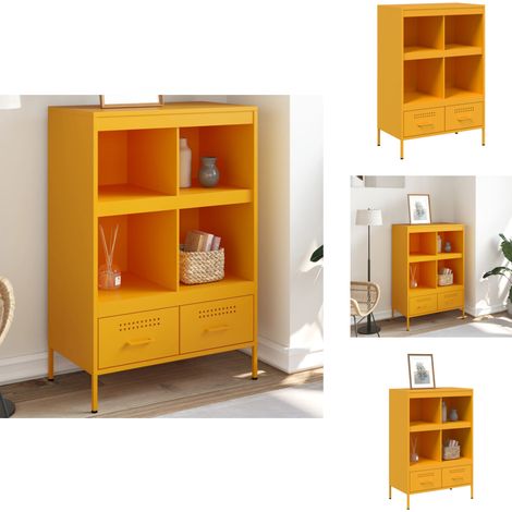 Highboard Senfgelb 68x39x101,5 cm Stahl - Industrielles Design - Sideboard - Regal - Wohnraumgestaltung - Aufbewahrungslösung (1/5)
