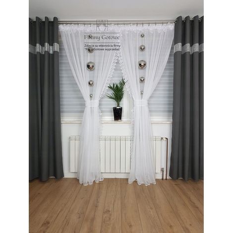 Rideau long en dentelle guipure 250 cm (1/3)