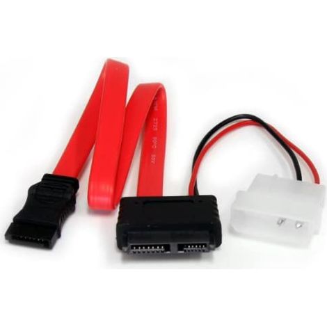 Startech.com slim line sata to sata adapter cable with lp4 power supply - 12 inch,lifetime warranty (1/5)