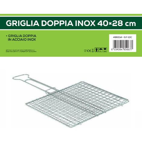 GARDENIA Griglia doppia inox, 40x28 cm