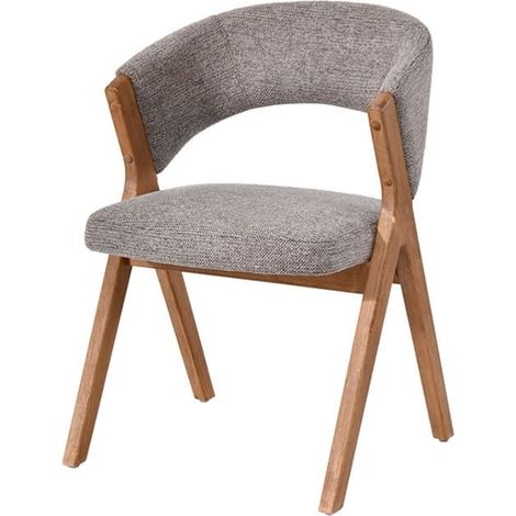 Lot de chaises salle à manger bois et tissu taupe accoudoirs KYARA Casita (1/2)