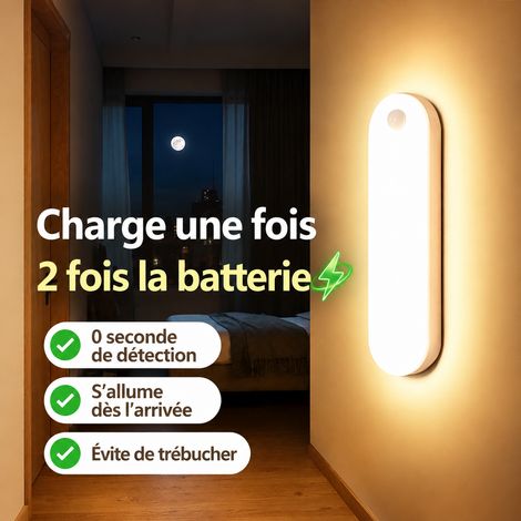 Veilleuse LED Détecteur de Mouvement version améliorée rechargeable à capteur 1250 mAh - lumière blanche 150 g – Livraison gratuite (1/5)