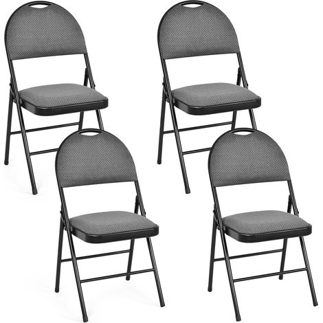 Lot de 4 chaises pliantes de salle à manger rembourrées avec dossier ergonomique et pieds antidérapants pour cuisine et salle à (1/5)