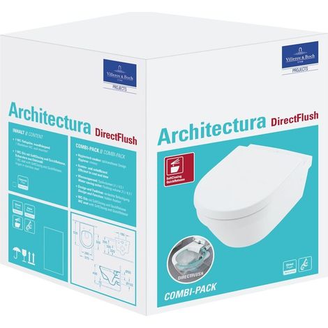 [NEUWERTIG] B-Ware Villeroy & Boch Wc Sitz Set Toilette Architectura Wandmontage Quick Release Weiß (1/2)