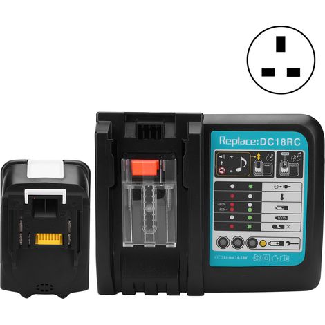 Chargeur de batterie pour Makita 18V 5,0Ah Lithium-Ion, équipement industriel 3A DC18RC 100-240V (prise UK)