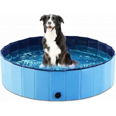 Piscine Pliable pour Chiens Animaux de Compagnie et Enfants Baignoire Bassin de Baignade Pataugeoire Portable en PVC Antidérapant Tub de Chien et Chat Piscine d’Enfant et de Chien 32"x 8" (1/4)